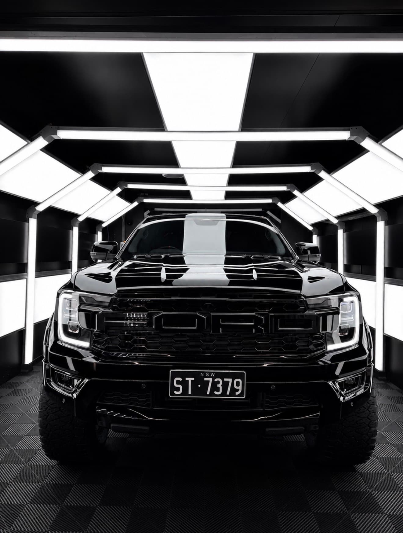 Chrome delete from the DRIP portfolio — Ford Raptor gloss black badge and grille blackout