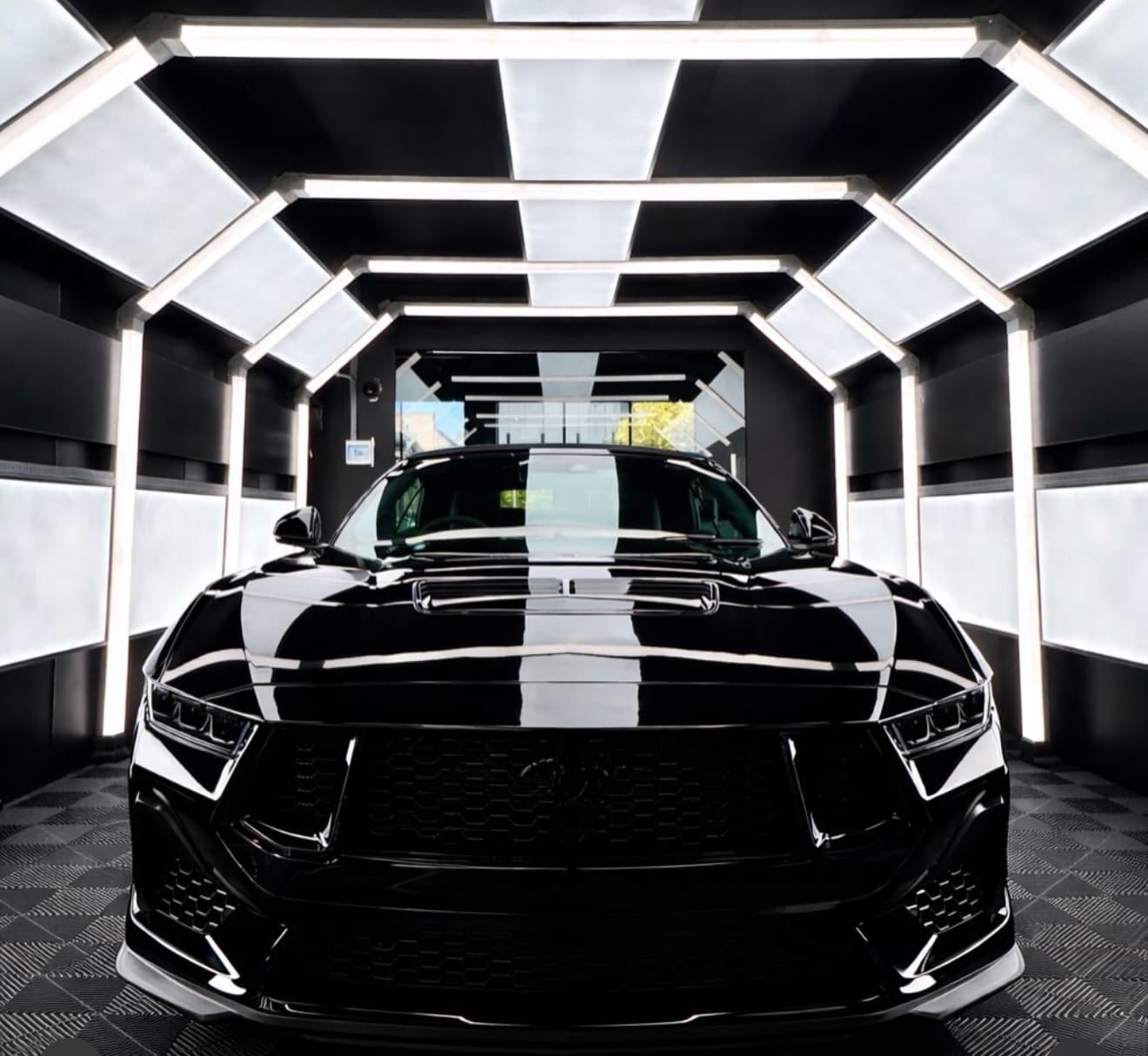 Gloss black Ford Mustang with ceramic coating protection