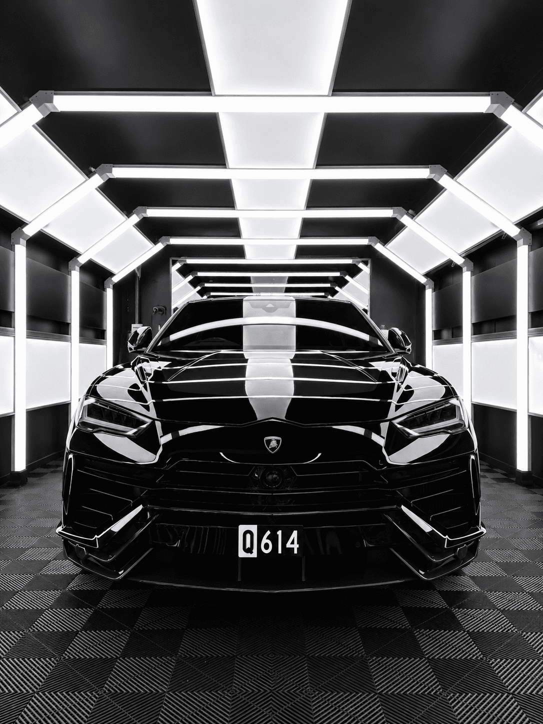 Lamborghini Urus in gloss black protected with paint protection film