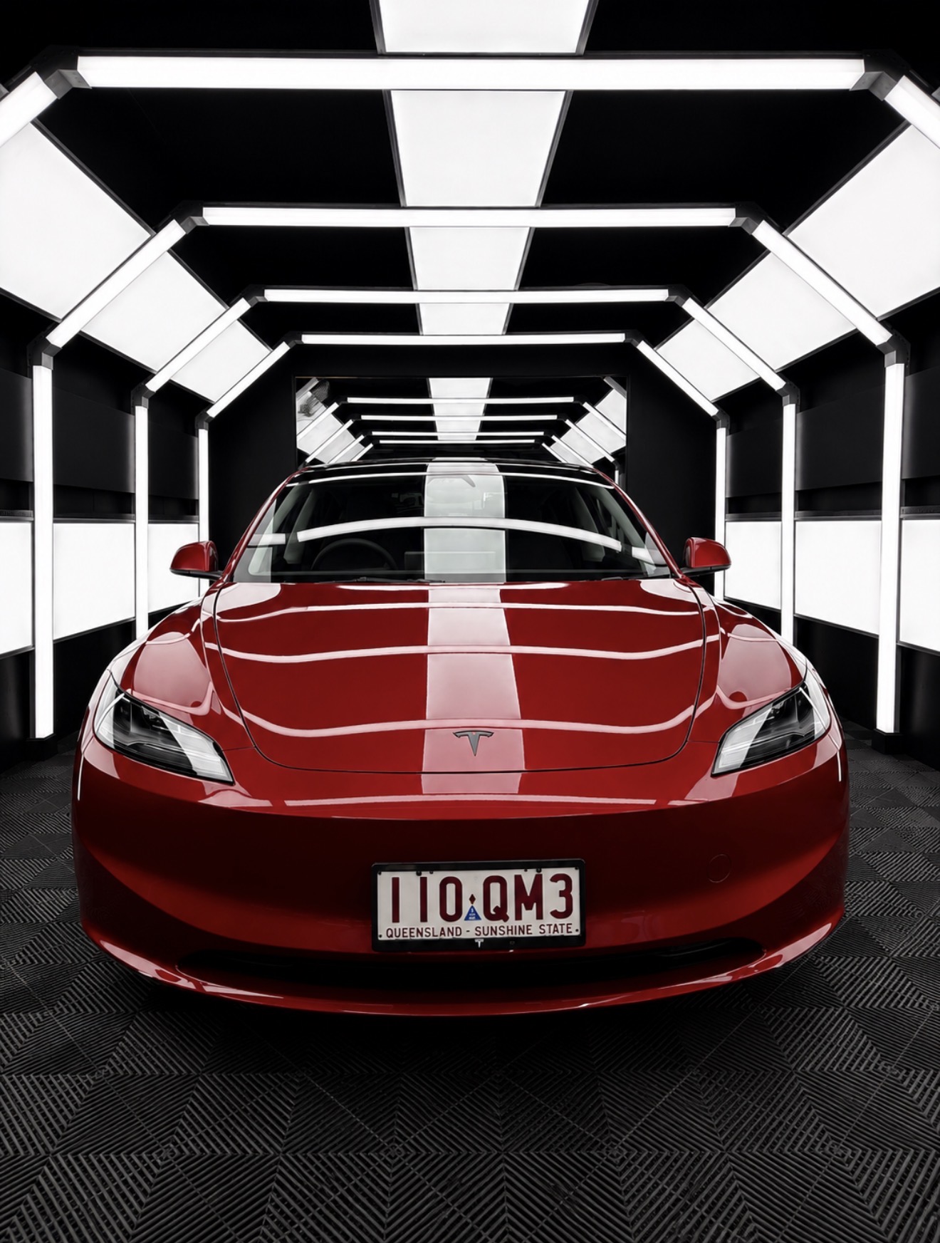 Ceramic coating Townsville — Tesla Model 3 red gloss ceramic protection